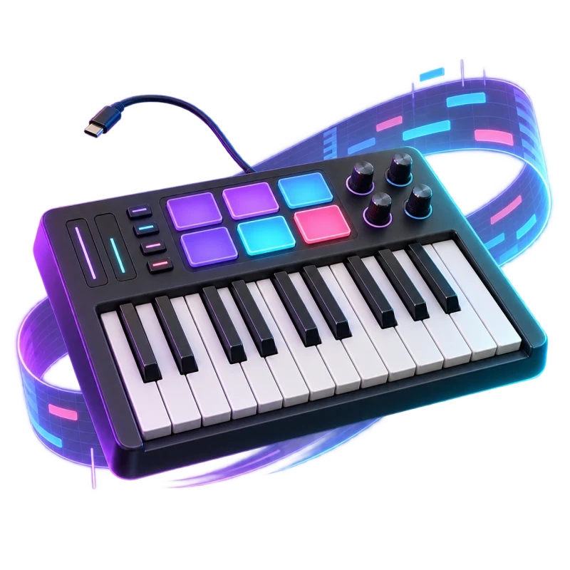 Illustration of a generic MIDI keyboard controller